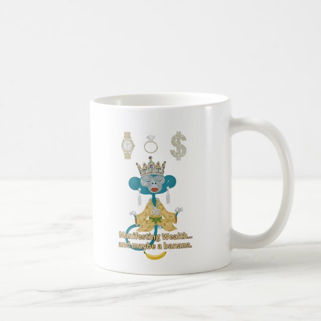 Manifesting Wealth Monkey zen art  Coffee Mug (Right)