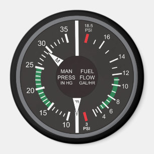 Manifold Pressure and Fuel Flow Aeroplane Dashboar Magnet
