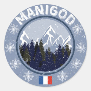 Manigod Ski Station Classic Round Sticker