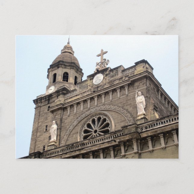 manila cathedral top postcard (Front)