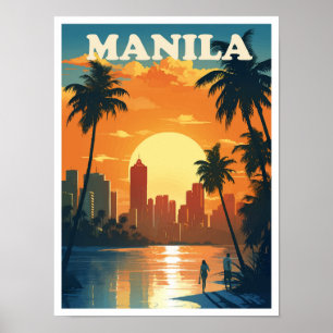 Manila Philippines Art Vintage Travel Illustration Poster
