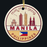 Manila Philippines City Skyline Emblem Ceramic Tree Decoration<br><div class="desc">Manila minimalist,  colourful art design featuring monuments and landmarks of the city in Philippines.</div>