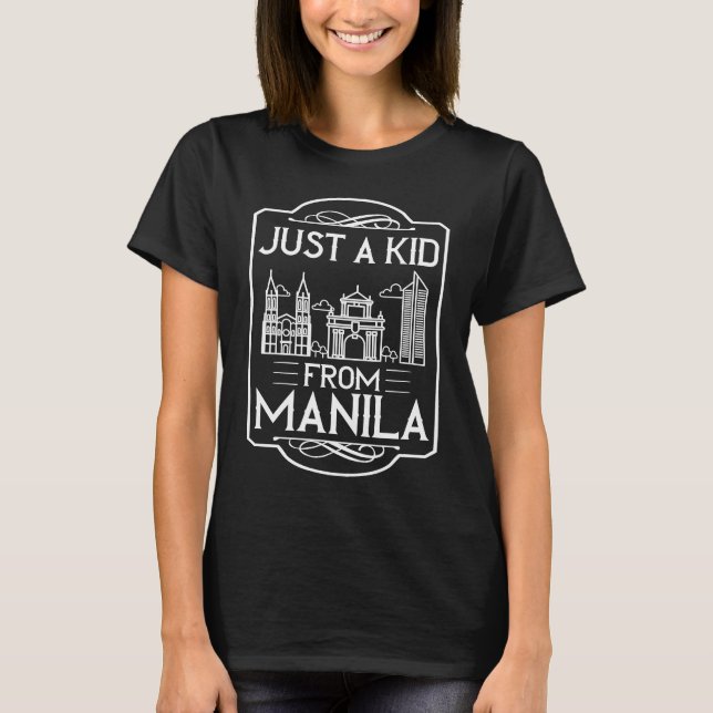 Manila Philippines City Skyline Map Travel T-Shirt (Front)