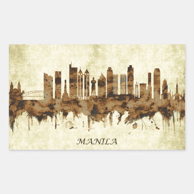 Manila Philippines Cityscape Rectangular Sticker (Front)