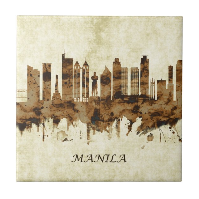 Manila Philippines Cityscape Tile (Front)