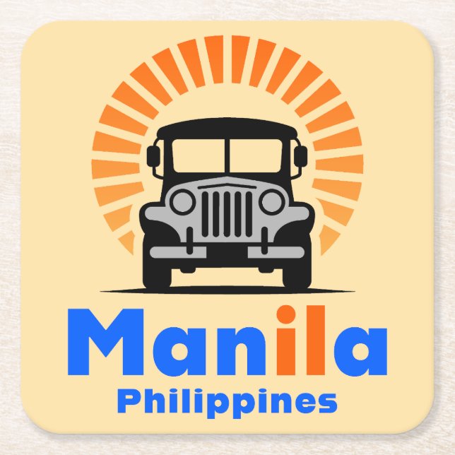 Manila Philippines Southeast Asia Square Paper Coaster (Front)
