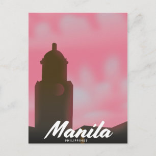 Manila Philippines travel poster. Postcard
