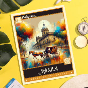 Manila, Philippines   Vintage Painting Postcard