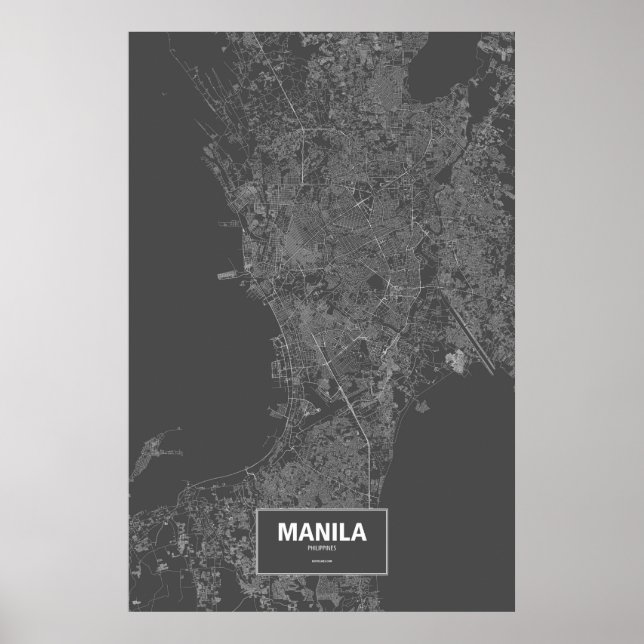Manila, Philippines (white on black) Poster (Front)
