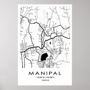 Manipal Map Poster Karnataka India
