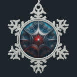 Manipulated Mandelbrot with Starburst Centre  Snowflake Pewter Christmas Ornament<br><div class="desc">Manipulated Mandelbrot with Starburst Centre Christmas Ornament</div>