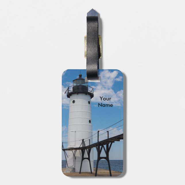 Manistee Lighthouse Luggage Tag (Back Vertical)