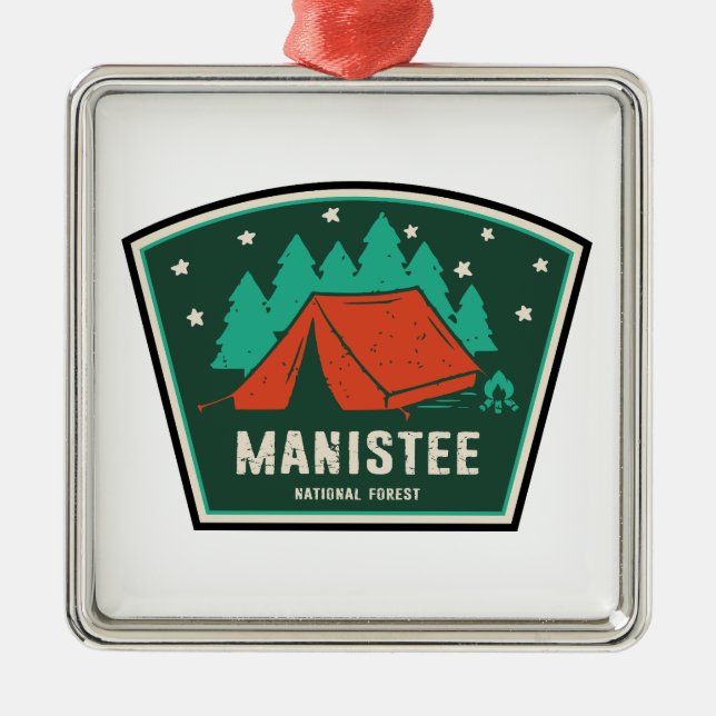 Manistee National Forest Camping Metal Tree Decoration (Front)