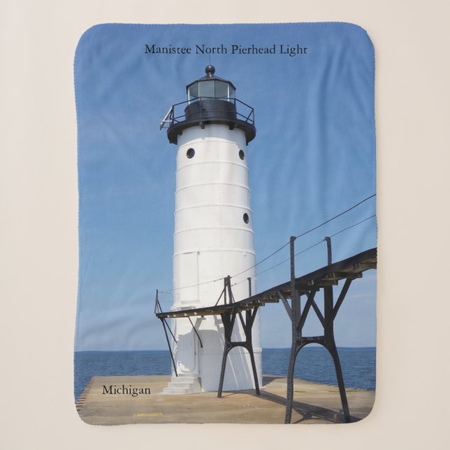 Manistee North Pierhead Light tall sherpa blanket (Front)
