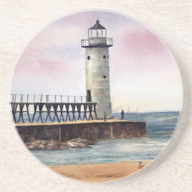 Manistee North Pierhead Lighthouse Coasters (Front)
