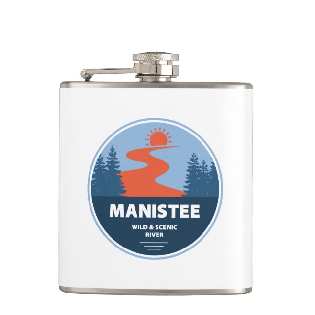 Manistee Wild And Scenic River Hip Flask (Front)