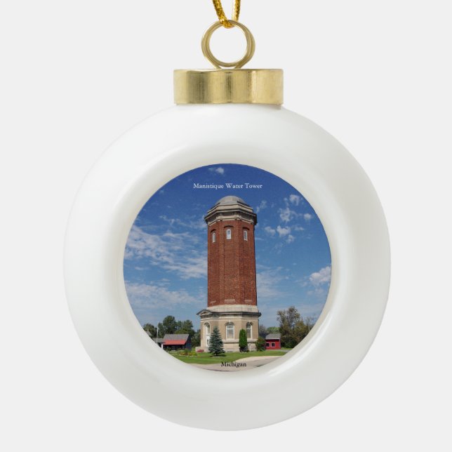 Manistique Water Tower ball or snowflake ornament (Front)
