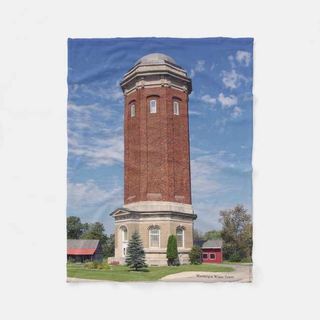 Manistique Water Tower fleece blanket (Front)