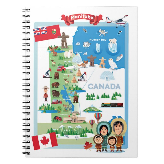 Manitoba Canada Cartoon Poster Notebook (Front)