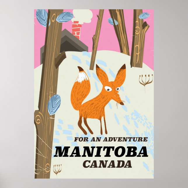 Manitoba Canada vintage style travel poster (Front)