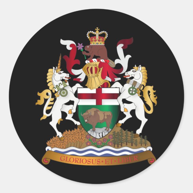 Manitoba coat of arms classic round sticker (Front)