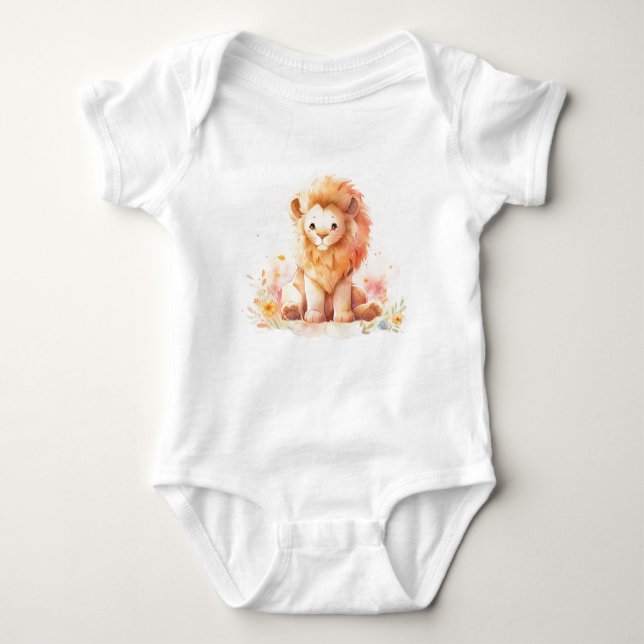 Manly Baby Lion Cub, Baby Shower Gift Baby Bodysuit (Front)