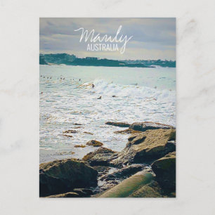 Manly Beach ocean surf Australia travel Postcard