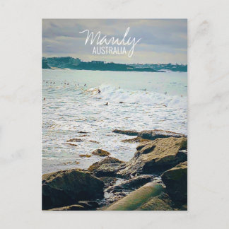 Manly Beach ocean surf Australia travel Postcard