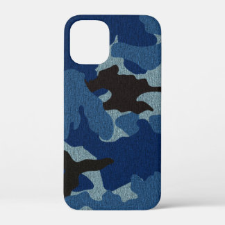 Manly Blue Camo Faux Cloth Camouflage Pattern Slim iPhone 12 Mini Case