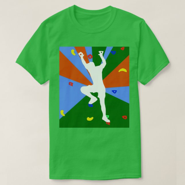 Mann climbing or bouldering on climbing wall T-Shirt (Design Front)