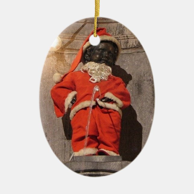 Mannekin Pis Christmastime Ceramic Tree Decoration (Front)