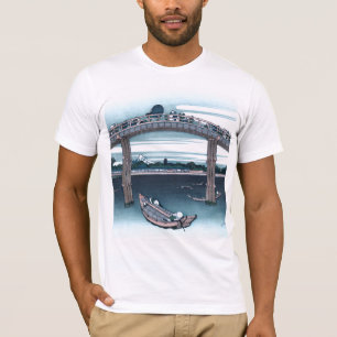 Mannen Bridge, Fukaga Ukiyo-e by Hokusai, Japanese T-Shirt
