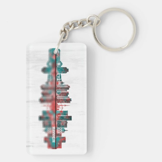 Mannheim Germany Skyline Key Ring (Back)