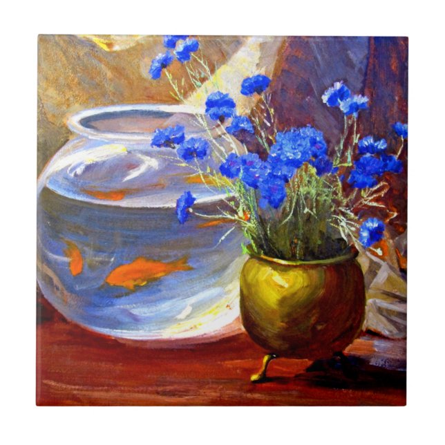 Mannheim - Goldfish Bowl and Flowers Tile (Front)