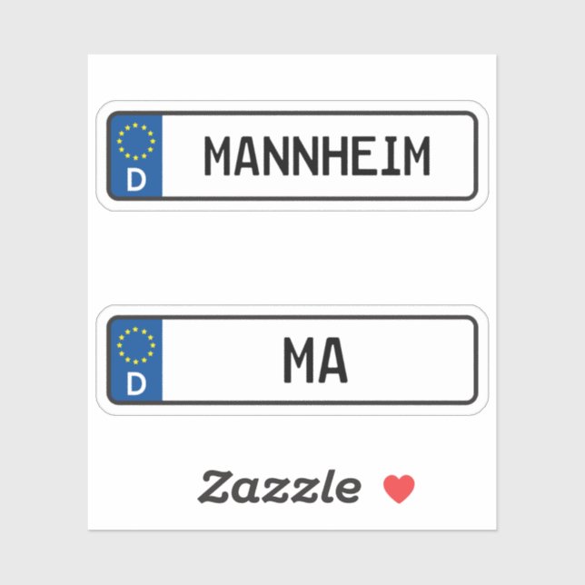 Mannheim kennzeichen, German Car License Plate (Sheet)