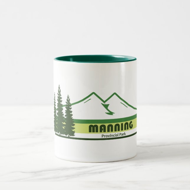 Manning Provincial Park Green Stripes Two-Tone Coffee Mug (Center)