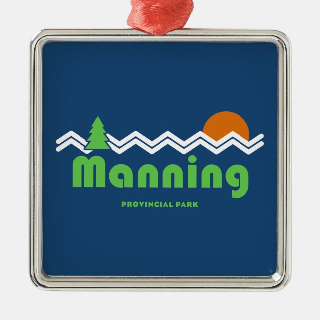 Manning Provincial Park Retro Metal Tree Decoration (Front)