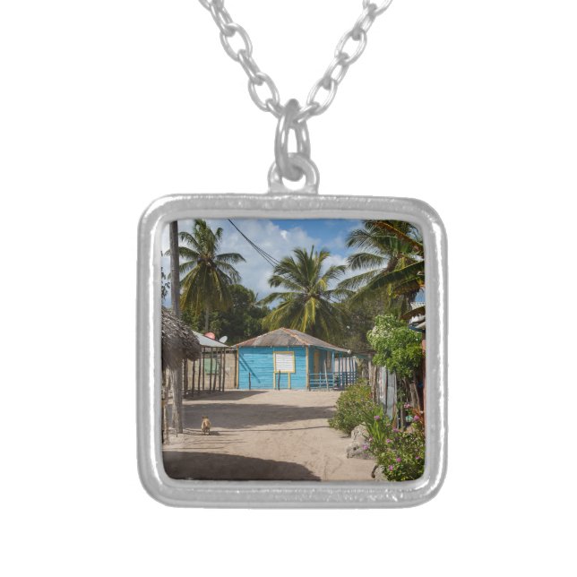 Mano Juan village in Saona Domenican Republic Silver Plated Necklace (Front)
