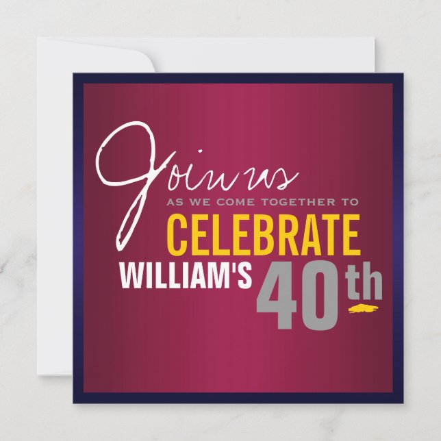 Man's 40th Birthday Invitation (Front)