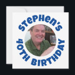 Man's 40th Birthday Photo Holiday Card<br><div class="desc">To celebrate a 40th Birthday. Designed for someone who is having a "40th Birthday Party"! Card with your photo,  name choice,  and party wording. 40th Birthday.</div>