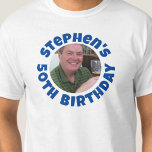 Man's 50th Birthday Photo T-Shirt<br><div class="desc">To celebrate a 50th Birthday. Designed for someone who is having a "50th Birthday Party"! Men's t-shirt with your photo,  name choice,  and party wording. 50th Birthday t-shirt.</div>