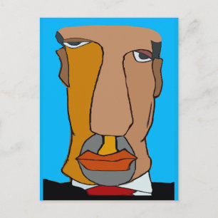 Mans Abstract Face Postcard