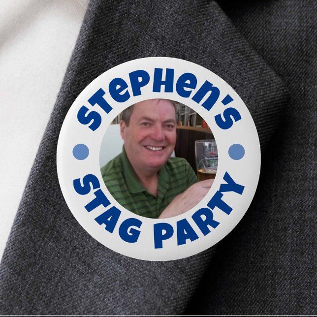Man's Bachelor Party Photo Button Badge (Creator Uploaded)