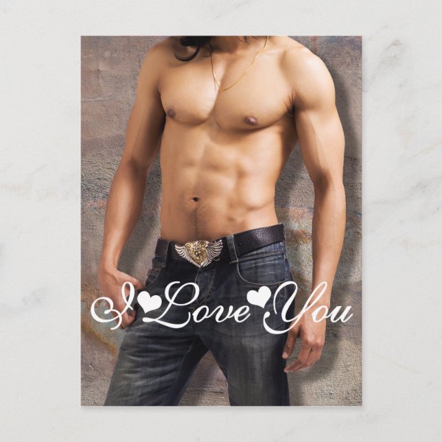 Man's Bare Chest Photo Image I Love You Postcard (Front)