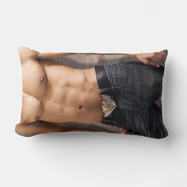 Man's Bare Chest Photograph Body Lumbar Cushion (Front)