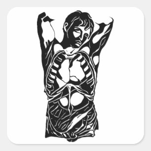 mans body Male human anatomy abstract art Square Sticker