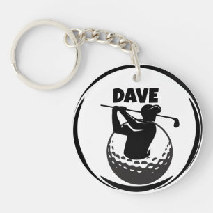 Man's Golf swing & Golf ball Key Ring
