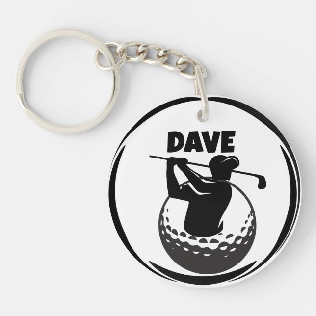 Man's Golf swing & Golf ball Key Ring (Front)