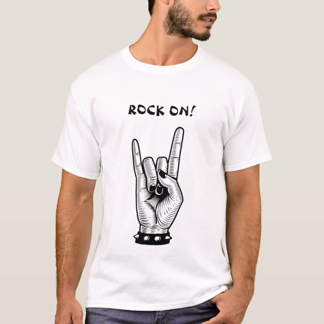 mans Hand Rocker horns Sign art illustration T-Shirt (Front)