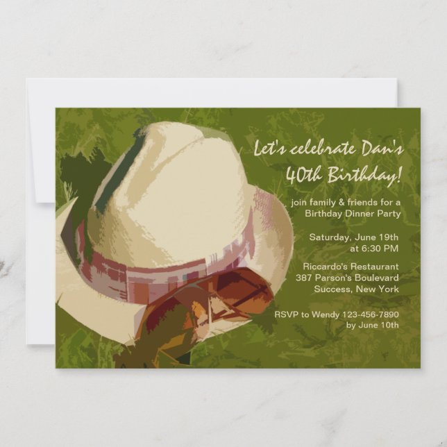 Man's Hat Birthday Party Invitation (Front)